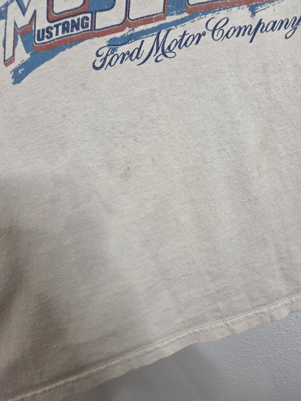 Ford Mustang Since 64 Graphic Tee Shirt Men XL Beige Distressed Car Crewneck - Picture 4 of 10